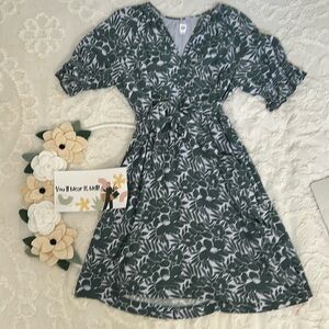 Sage  green and white belted fit-and-flare dress from the GAP. Size small.